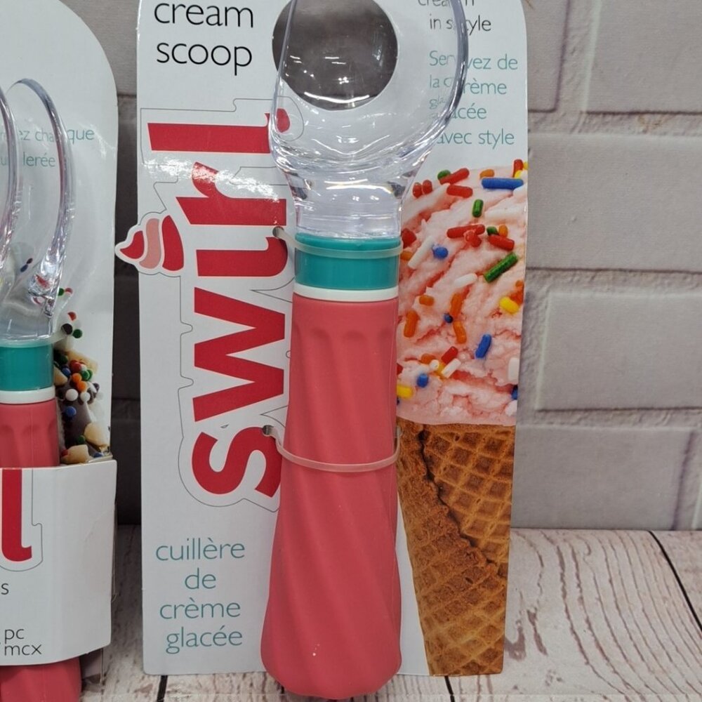 Joie Swirl 4pc Spoons And Scoop Set, Pink Teal Retro Look - Picture 3 of 7